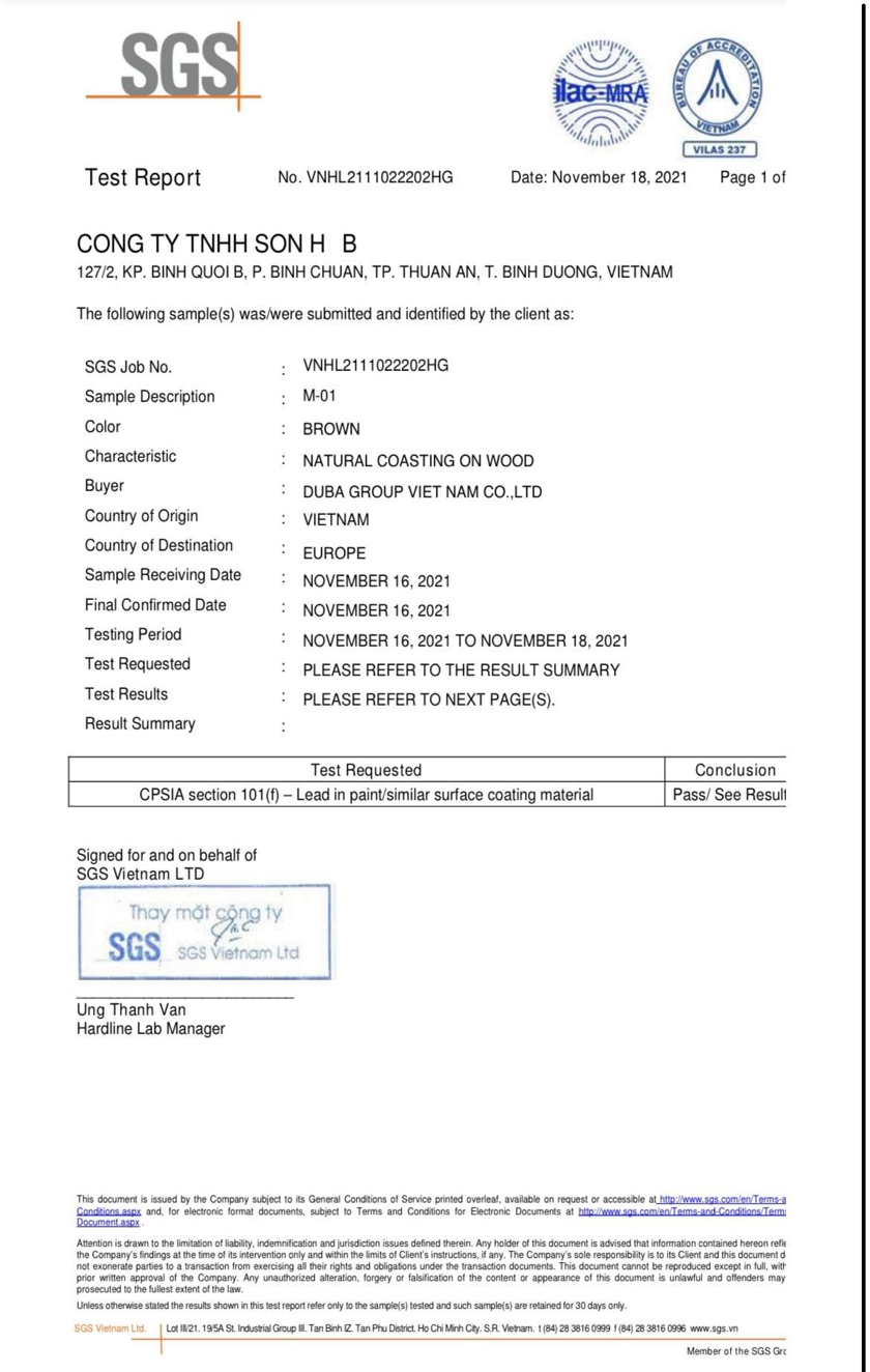 SGS Inspection Certificate