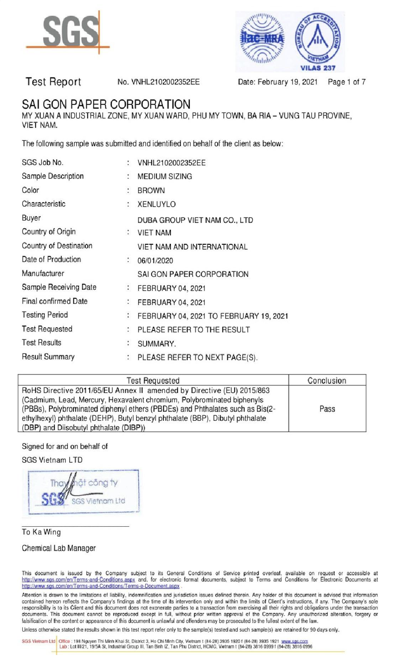SGS Inspection Certificate 2